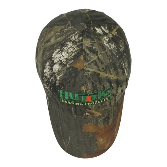 Huttig Building Product Mossy Oak Masonite Camo Strapback Cap Trucker Hunter Hat - Picture 6 of 12